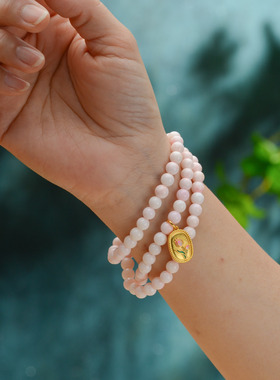 原创小众设计郁金女王手链项链女王贝圆珠多圈手串两用女款毛衣链