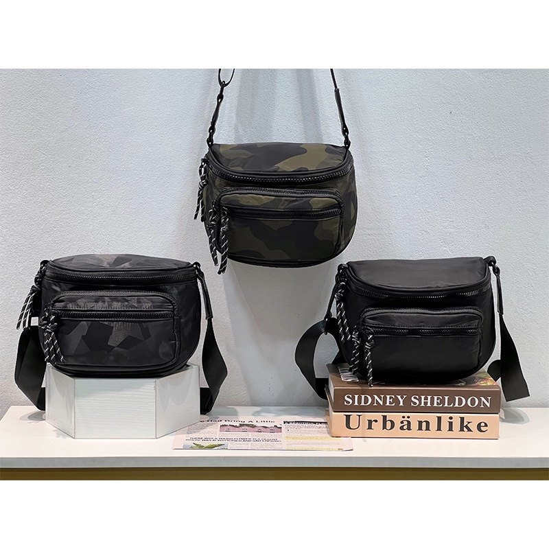 马鞍包2025新款港风尼龙牛津布防水休闲百搭迷彩胸包单肩斜挎包,淘宝优惠券,粉丝福利购,淘宝优惠卷
