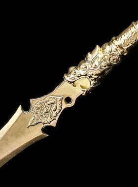 黄铜一体微兵国风赵云龙胆枪茶针普洱茶饼开茶翘茶刀家居摆件车载