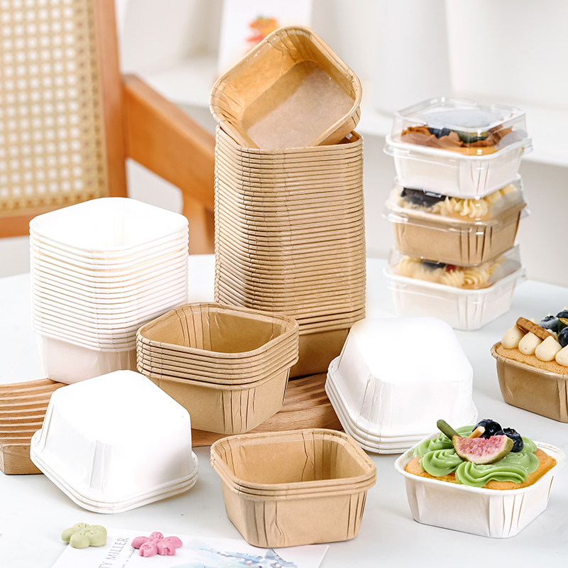 纸杯蛋糕模具方形带盖一次性面包烘焙纸托蛋糕枣糕包装盒专用耐烤,淘宝优惠券,粉丝福利购,淘宝优惠卷