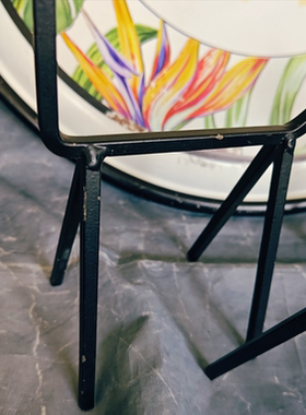 设计款中古实心铁厚铁材质麋鹿造型装饰摆件首饰架一对儿孤品