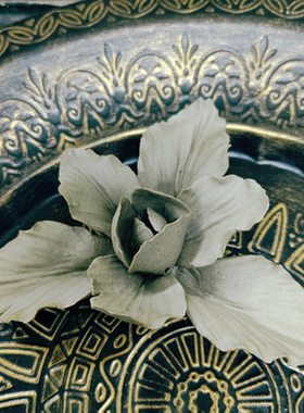 手作陶艺鸢尾花造型桌面装饰摆件孤品