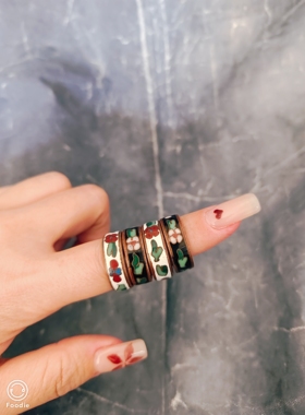 创汇时期的铜胎掐丝珐琅景泰蓝戒指！只有四个！全品！