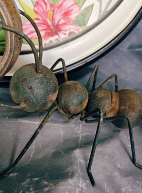 中古铁艺蚂蚁造型装饰摆件设计师款孤品（可以自己diy）