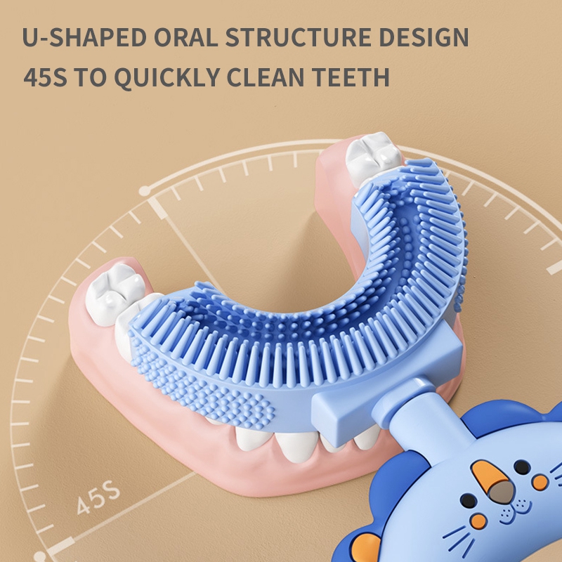 儿童u型硅胶牙刷宝宝2-6岁大童6-12岁硅胶软毛刷牙洁牙神器VD0232 - 图2