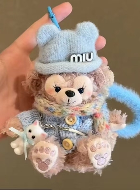 可爱毛绒小熊手机背夹包包挂件