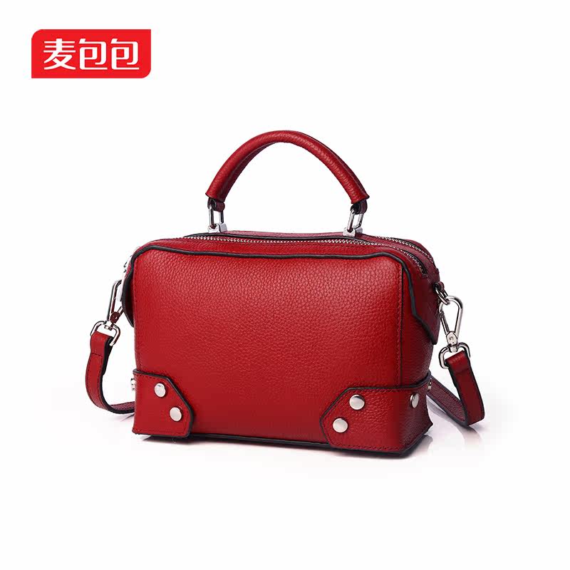 麦包包真皮2020新款潮头层波士顿包 麦包包箱包女士包袋