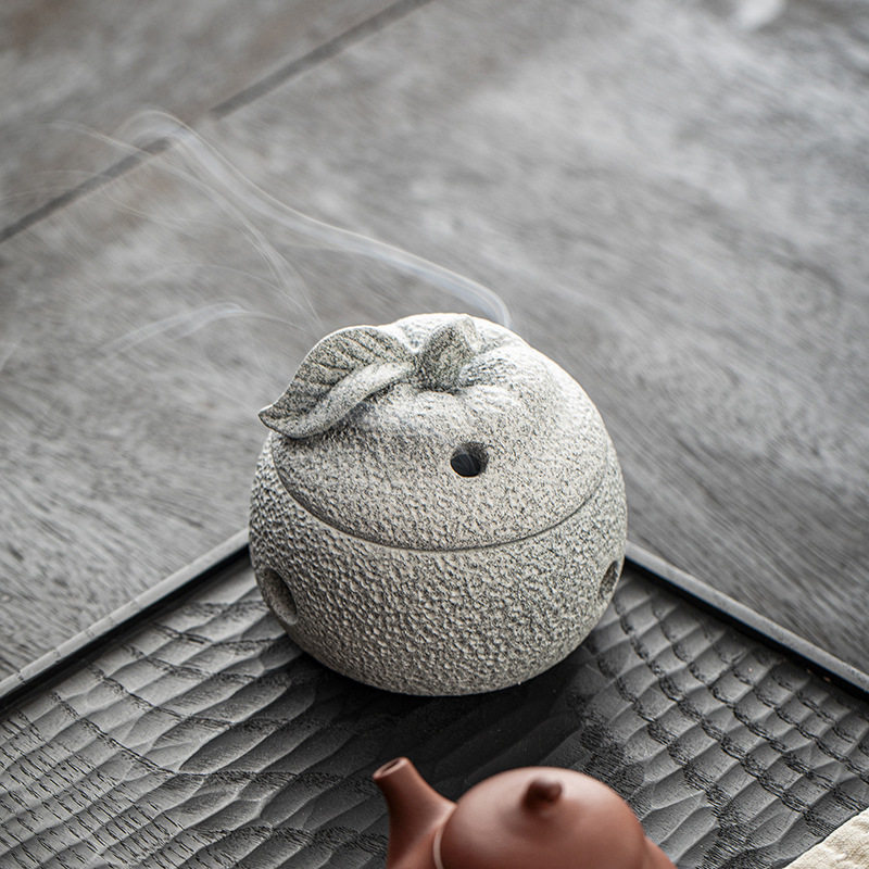 青砂石香炉青柑橘子香薰炉桌面摆件家用室内檀香炉小祥云盘香炉,淘宝优惠券,粉丝福利购,淘宝优惠卷