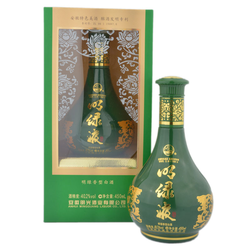 安徽白酒明光酒明绿系列普通明绿液40.2度整箱 450ML*4企业授权正 - 图0