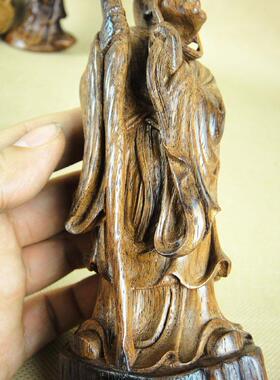 木檀世家海南黄花梨雕刻摆件 海黄新料摆件长眉罗汉佛像木雕摆设