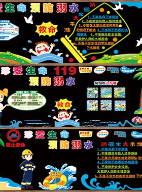 防溺水毛毡黑板报装饰墙贴珍爱生命班级教室文化墙布置材料中小学