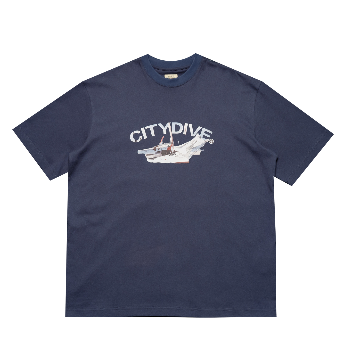 CITYDIVE Printing T-Shirt 重磅廓形帆船印花短袖T恤 - 图3