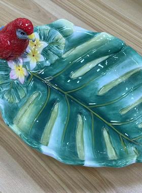 欧式陶瓷鸿运当头鹦鹉糖果碗创意现代客厅水果盘奢华家用客厅摆件