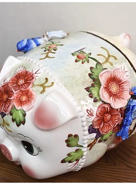 陶瓷猪存钱罐客厅装饰高端摆件电视柜旁装饰乔迁入户家居食品送礼