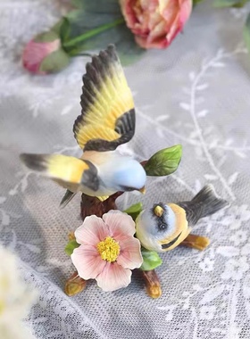 陶瓷柔光釉爱情鸟小鸟喜鹊摆设新居婚房装饰家居精品手绘