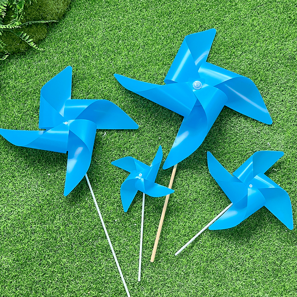 旋转四叶天蓝纯色风车大地推儿童玩具装饰塑料户外diy手工小玩具,淘宝优惠券,粉丝福利购,淘宝优惠卷