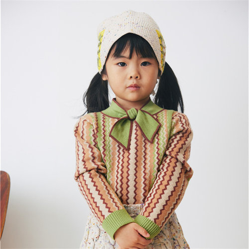 4ZShinyee▲misha puff aw24针织钩花发夹印花发圈头绳儿童发饰 - 图3