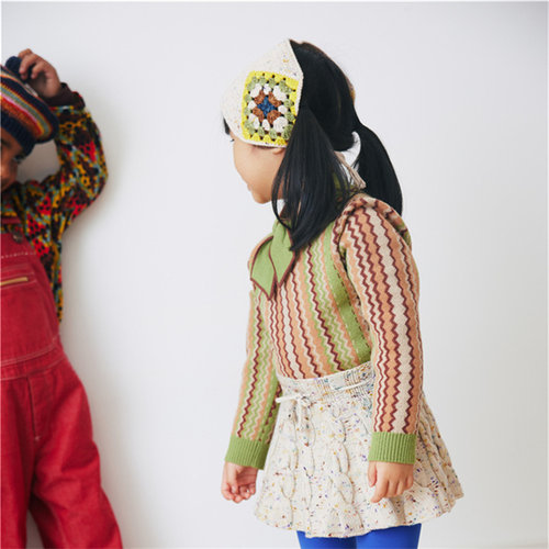4ZShinyee▲misha puff aw24针织钩花发夹印花发圈头绳儿童发饰 - 图0