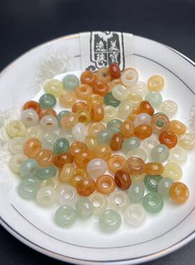 天然金丝玉东陵玉彩色圆环散珠
