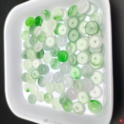 冰种巴山翠小配饰处理翡翠玉石转运珠平安扣散珠手编腰链手链配件 - 图1