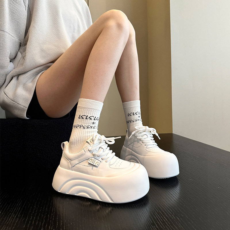 趋势神店~韩版真皮大头丑萌面包小白鞋女板鞋厚底配阔腿裤休闲鞋,淘宝优惠券,粉丝福利购,淘宝优惠卷