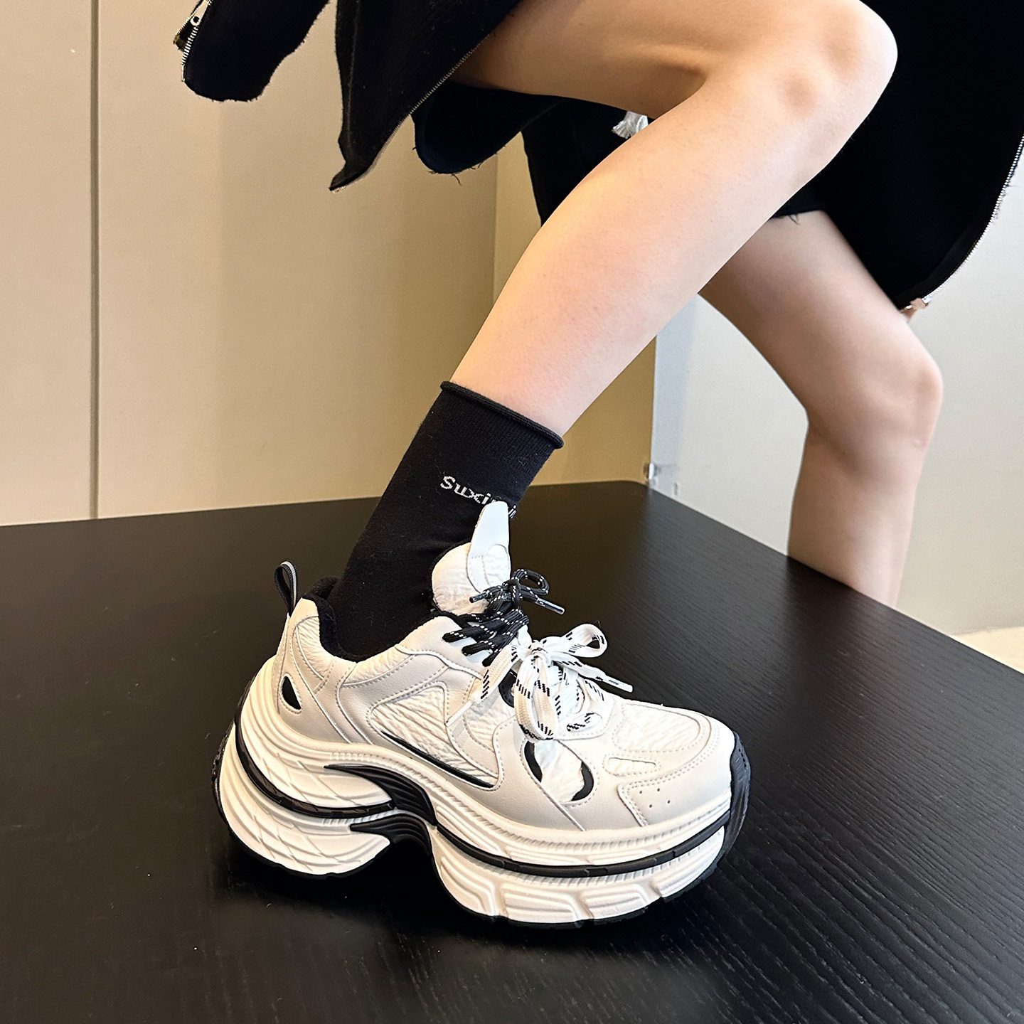 早春炸街~欧货潮流配阔腿裤小个子增高厚底白色老爹鞋女鞋运动鞋,淘宝优惠券,粉丝福利购,淘宝优惠卷