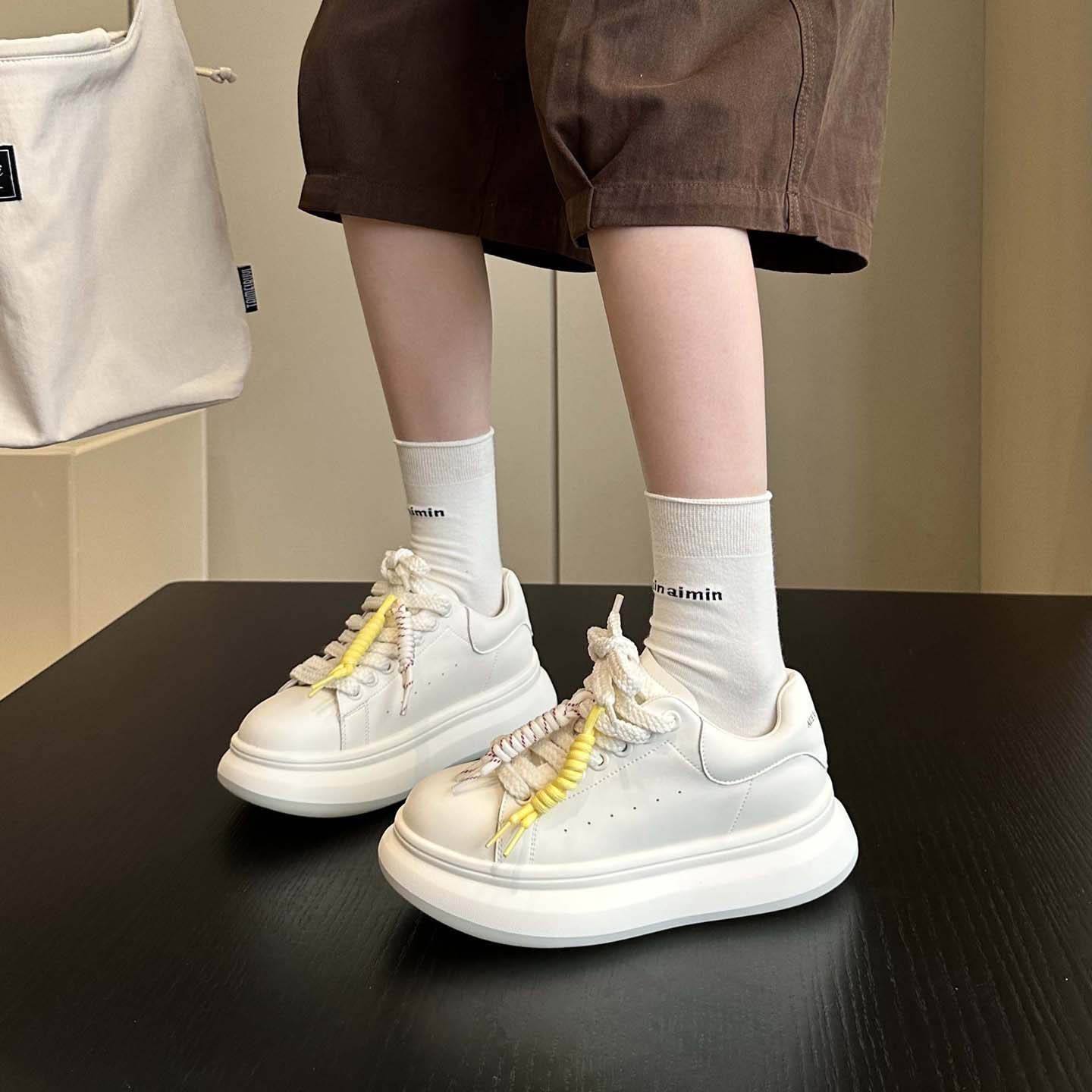 小个子新品推荐~品质尖货真皮内增高厚底小白鞋女鞋子板鞋休闲鞋