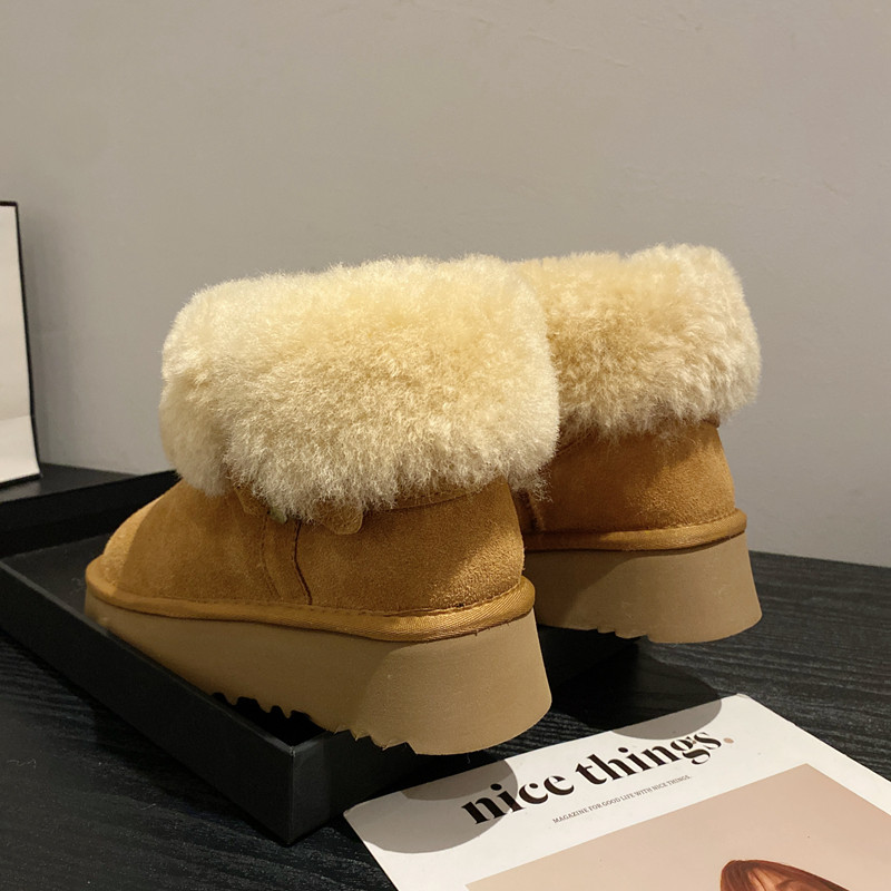 2025冬季新款磨砂牛皮一脚套羊毛加厚两穿女松糕厚底保暖雪地靴,淘宝优惠券,粉丝福利购,淘宝优惠卷