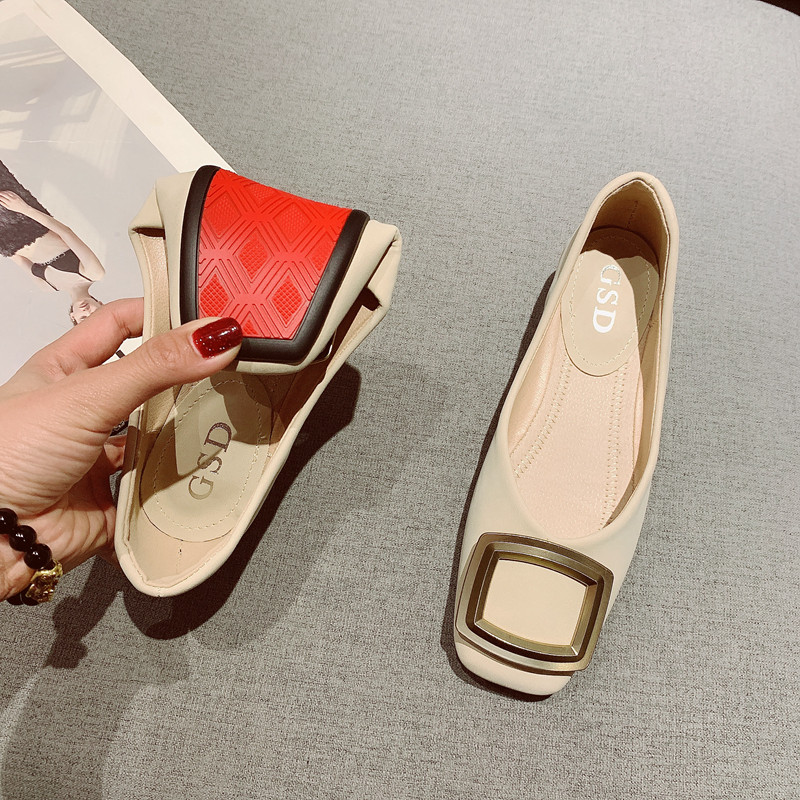 粗跟低跟鞋2025秋季新款韩版金属方扣浅口方头女鞋软底瓢鞋单鞋,淘宝优惠券,粉丝福利购,淘宝优惠卷