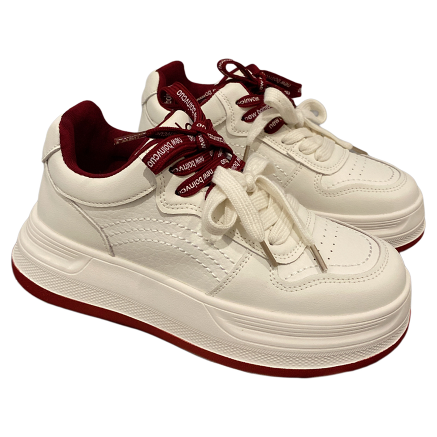 2025年新款英伦风真皮百搭系带小白鞋女松糕厚底圆头休闲板鞋,淘宝优惠券,粉丝福利购,淘宝优惠卷