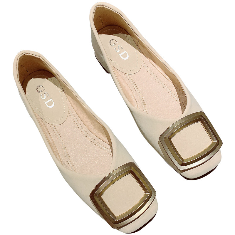 粗跟低跟鞋2025秋季新款韩版金属方扣浅口方头女鞋软底瓢鞋单鞋,淘宝优惠券,粉丝福利购,淘宝优惠卷