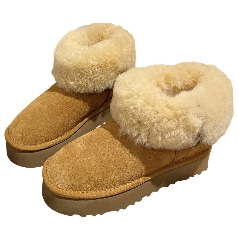 2025冬季新款磨砂牛皮一脚套羊毛加厚两穿女松糕厚底保暖雪地靴,淘宝优惠券,粉丝福利购,淘宝优惠卷