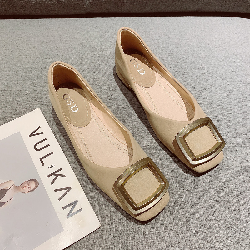 粗跟低跟鞋2025秋季新款韩版金属方扣浅口方头女鞋软底瓢鞋单鞋,淘宝优惠券,粉丝福利购,淘宝优惠卷