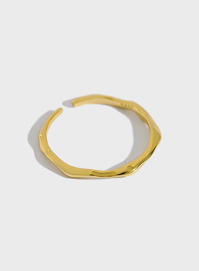 日韩风925银简约细条开口戒指