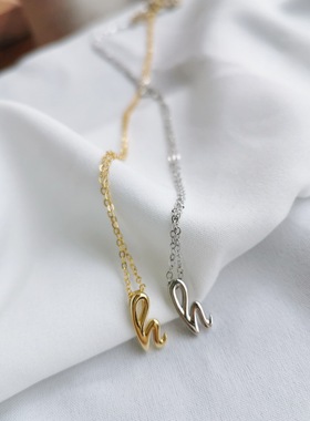 韩国纯银杨紫佟年小众字母锁骨链