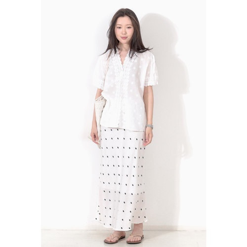 KNgs 复古波点高级感夏季鱼尾裙高腰显瘦垂坠感A字长裙半身裙女 - 图0