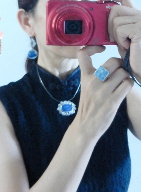 手工925银孤品乾隆古瓷活口戒指