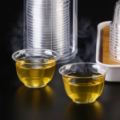 一次性茶杯待客功夫茶杯高档茶具小号杯子高级感航空杯硬塑料加厚 - 图3