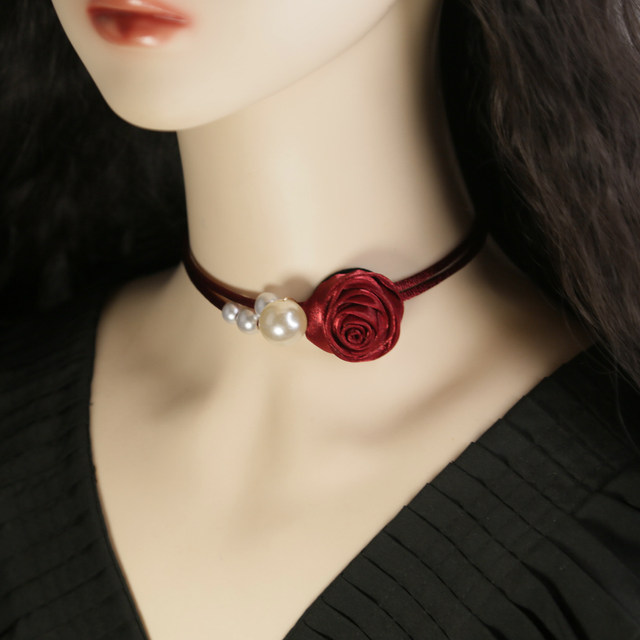 Bubble Pearl Necklace Rose Flower Clavicle Neck Choker Small Fragrance Style Neck Collar New Accessories