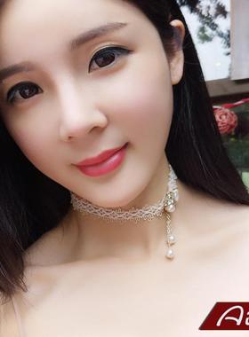 镂空蕾丝项圈仙女日韩风珍珠水钻