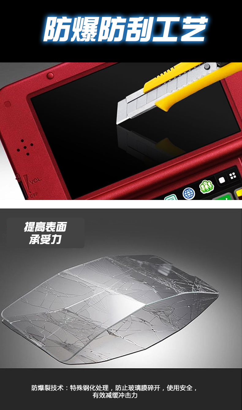 NEW3DSLL 3DSLL钢化玻璃膜新小三 老大三高清防刮贴膜 屏幕保护膜 - 图1