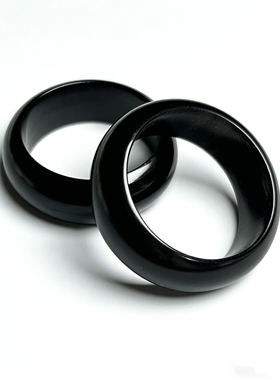 保真纯天然南非剑羚羊剑灵墨灵戒指跑环扳指配饰黑色撞色猛犸象牙