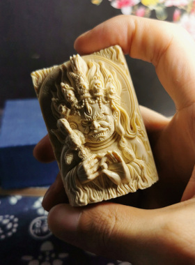 猛犸牙手工雕刻大黑天吊坠定制