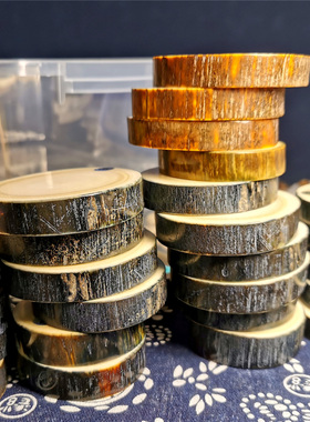 天然猛犸象牙圆牌文玩diy