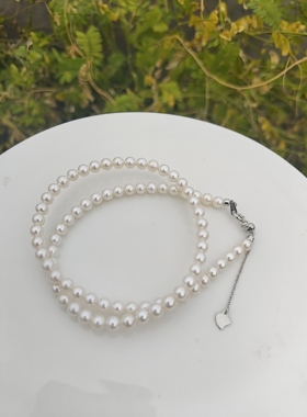 手作定制高级轻奢精致3.8mm天然淡水珍珠项链近圆送礼闺蜜显白