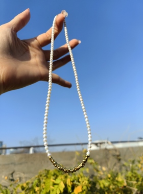 时尚高级轻奢 天然淡水珍珠小点位珍珠项链精致3mm锁骨链闺蜜链