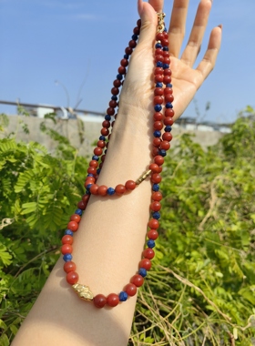 手作定制高级轻奢 新年春节开门红天然南红回纹8mm新中式项链手串