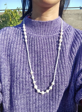 时尚高级轻奢 天然淡水珍珠长孔雀绿项链吊坠可调节