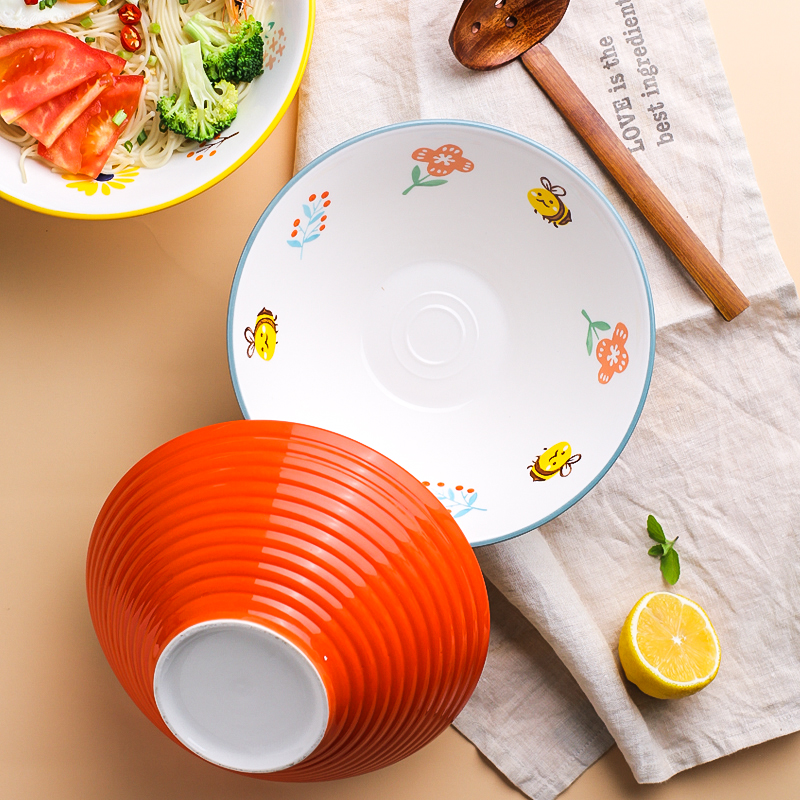 川岛屋日式拉面碗大号汤碗单个陶瓷大面碗斗笠喇叭碗创意个性家用 - 图2
