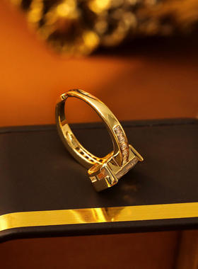 铜几何方糖超闪冰花切戒指/指环